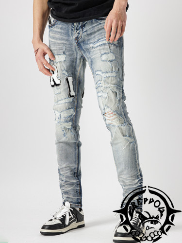 Copy 1:1 quality version Colorful Melt Alphabet Embroidered Jeans