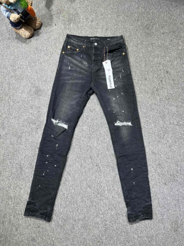 1:1 quality version Knee Ripped Fringed White Ink Dot Jeans