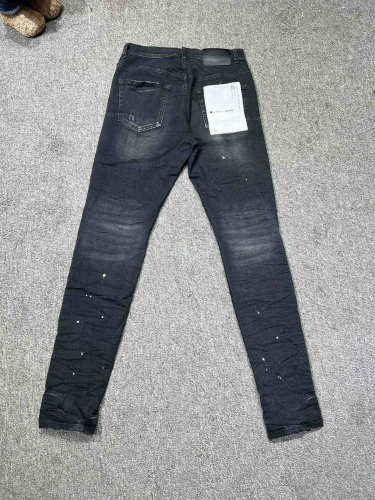 1:1 quality version Knee Ripped Fringed White Ink Dot Jeans