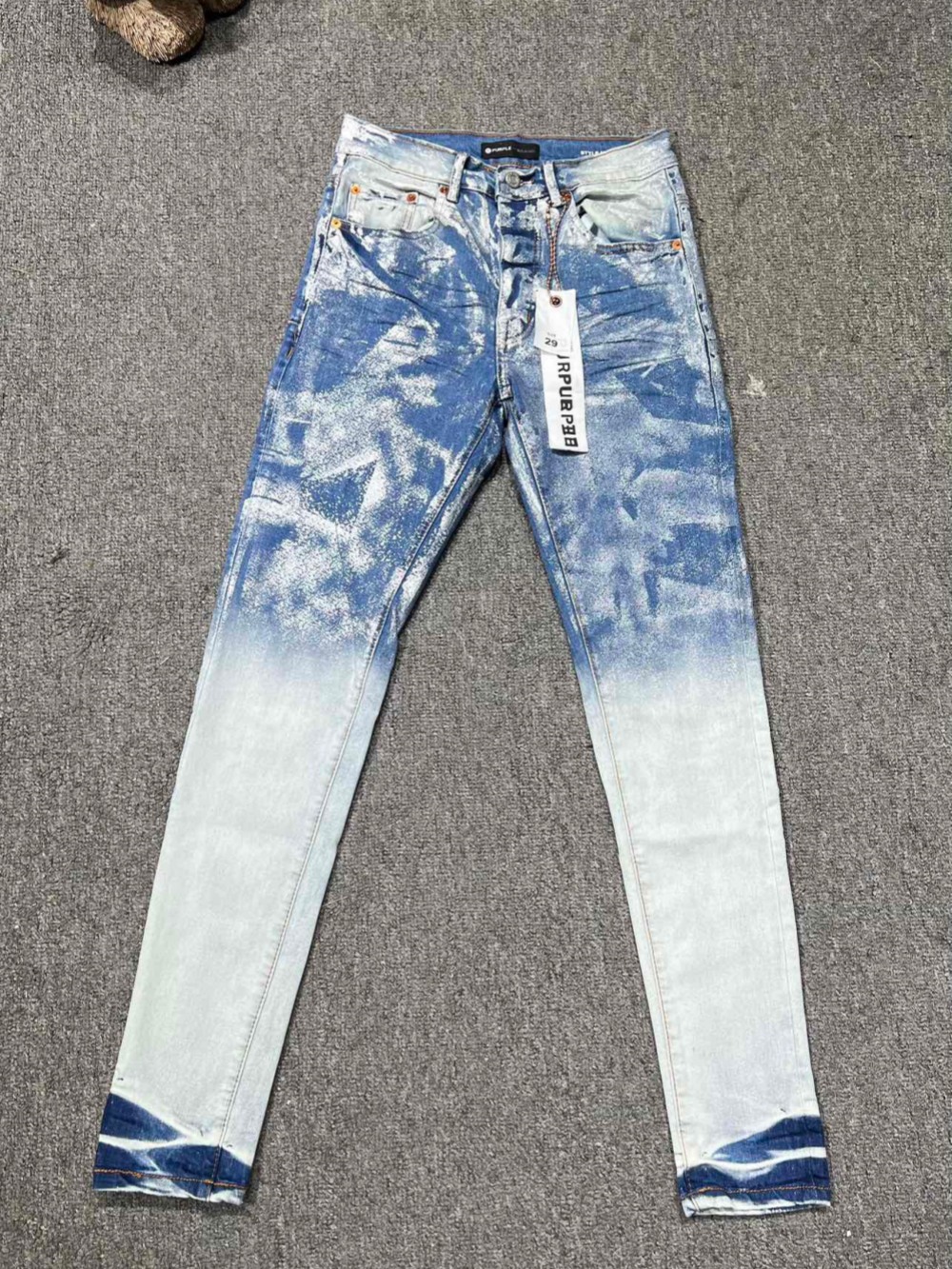 1:1 quality version light blue splash ink gradient jeans