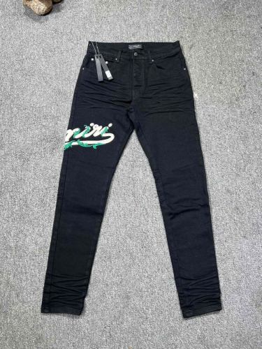 1:1 quality version Washed Monogrammed Green Leaf Embroidered Jeans