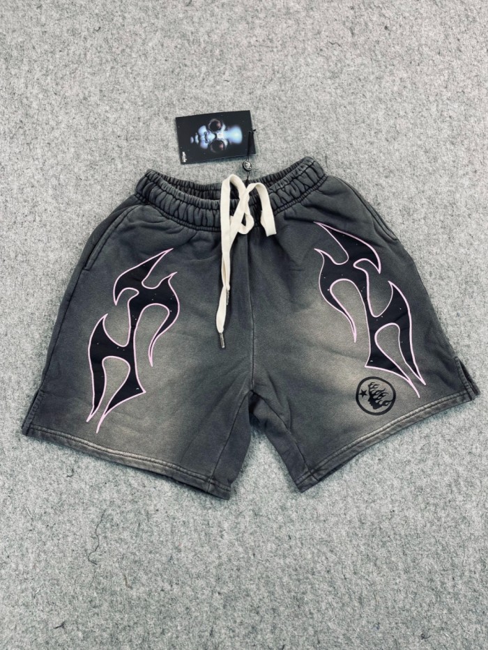 1:1 quality version Flame printed washed split shorts