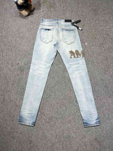 1:1 quality version Appliquéd monogrammed logo vine embroidered jeans