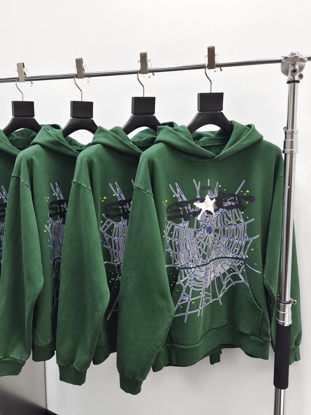 1:1 quality version army green starfish spider web hoodie & pants set