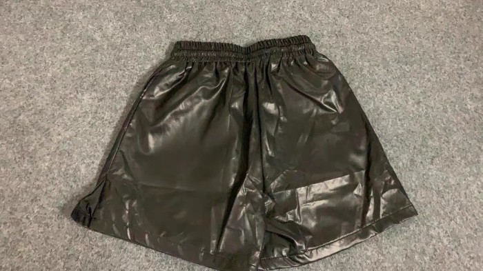Logo print leather shorts