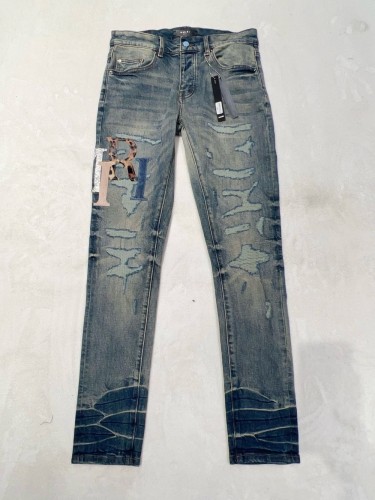 1:1 quality version Mismatched Applique Letter Patch Jeans