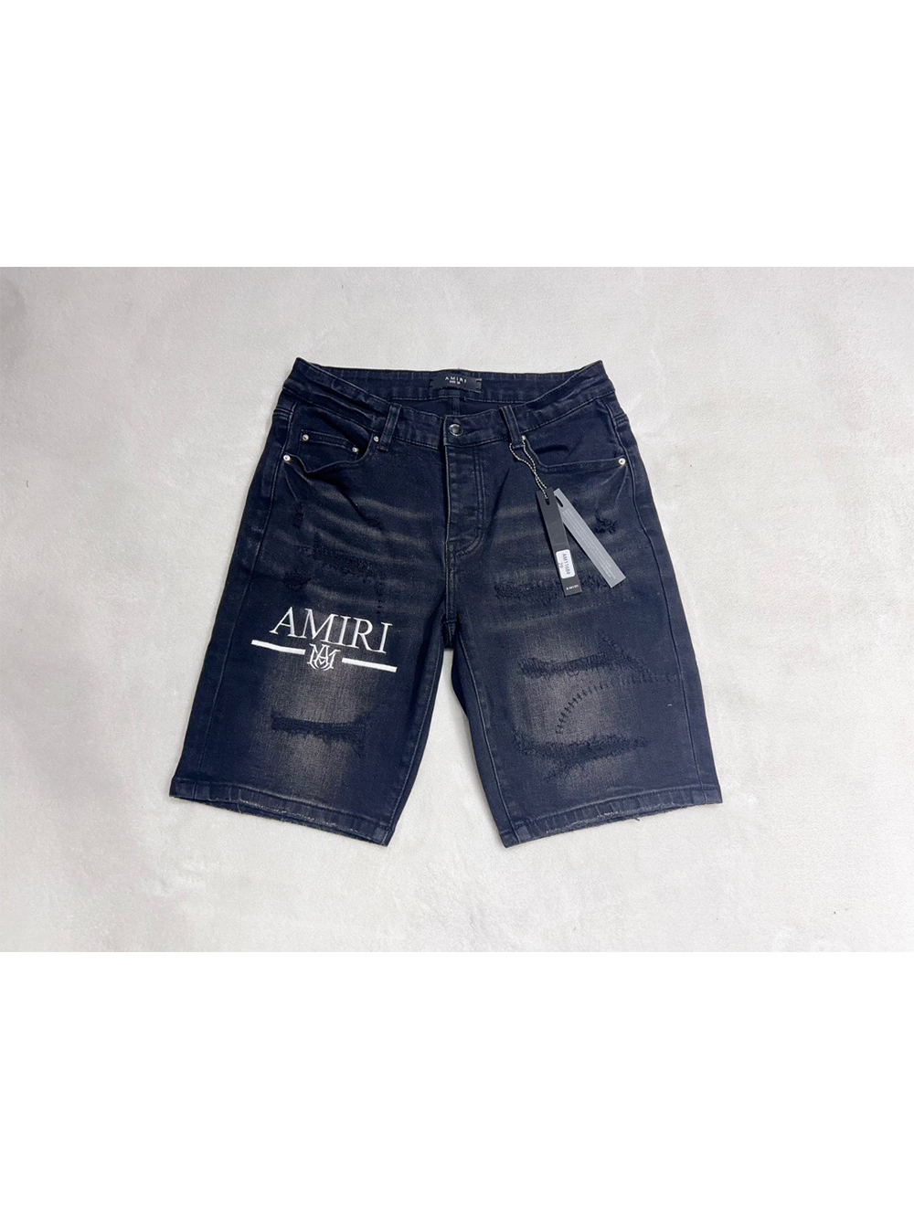 1:1 quality version knife cut patch letter logo denim shorts