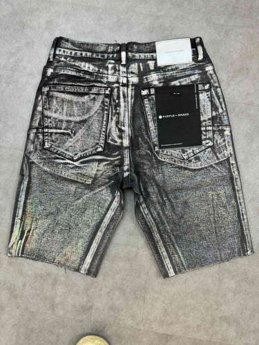 1:1 quality version Shiny Silver Layered Denim Shorts