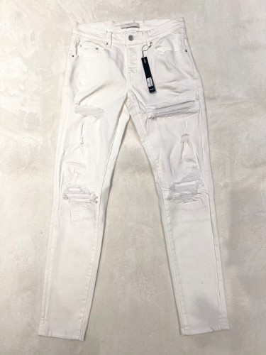 1:1 quality version White Ripped Patch Straight Jeans