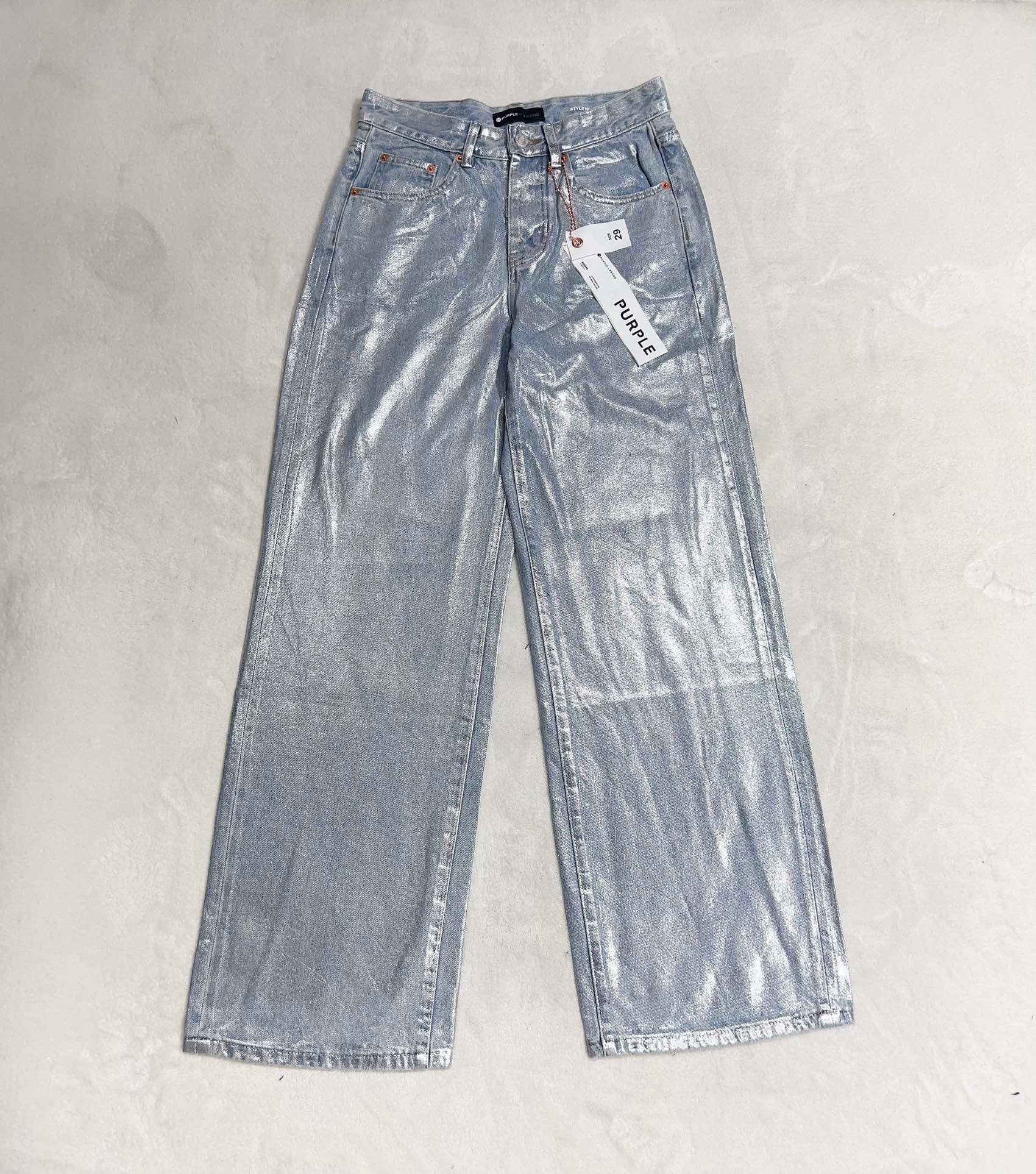 1:1 quality version vintage blue and white paint layer micro jeans