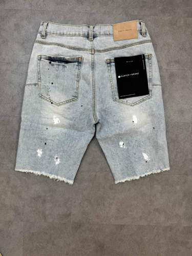1:1 quality version frayed edges and ink splashes ripped denim shorts