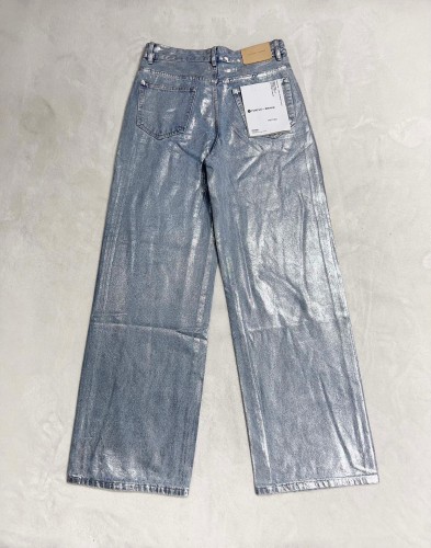 1:1 quality version Vintage Blue and White Paint Layer Micro Jeans