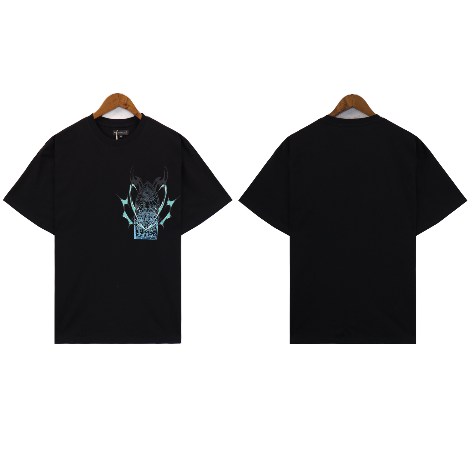 blue black bullet devil print tee