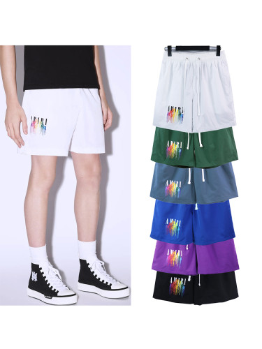 Rainbow Flow Water Drops Monogram Print Sweat Shorts 6 colors
