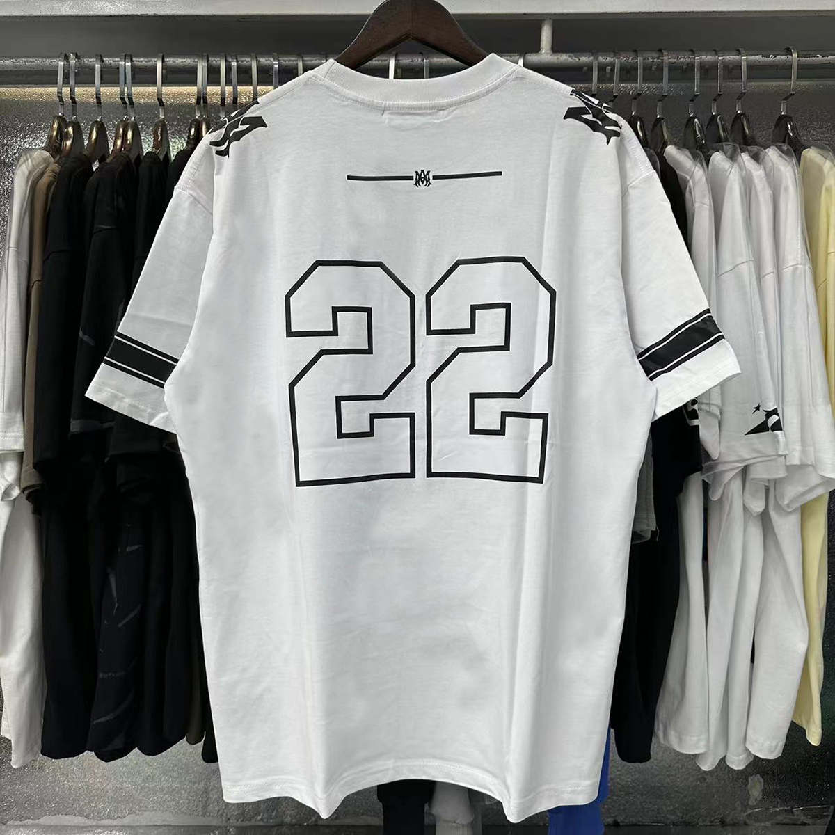 number 22 letter logo printed sports jersey tee 2 colors