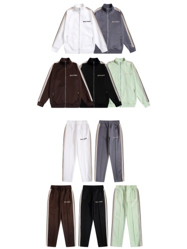 Side Stripe Stand Collar Zip Solid Colour Jacket & Pants Set 5 colors
