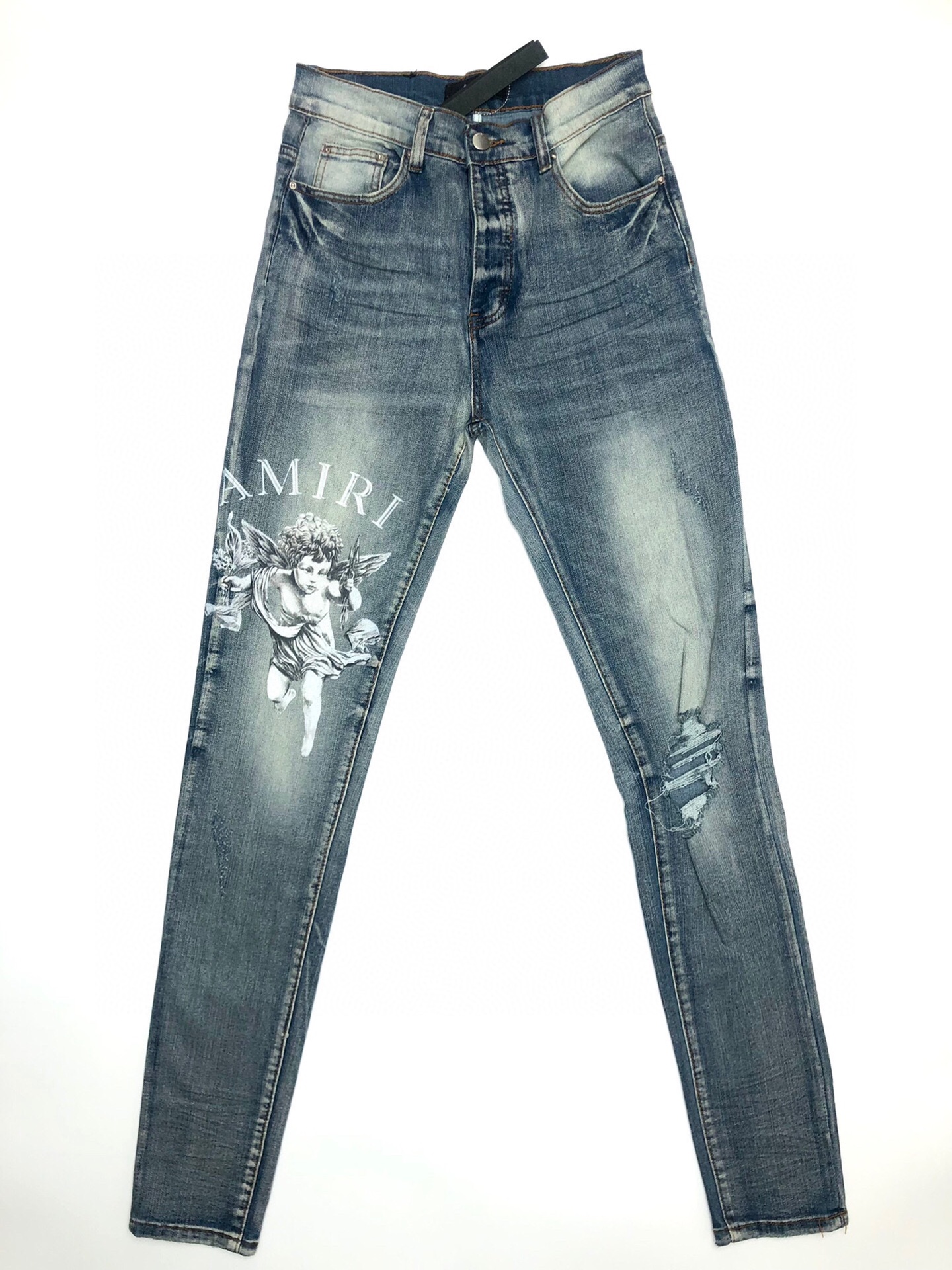 [buy more save more]digital direct inkjet angel alphabet print jeans