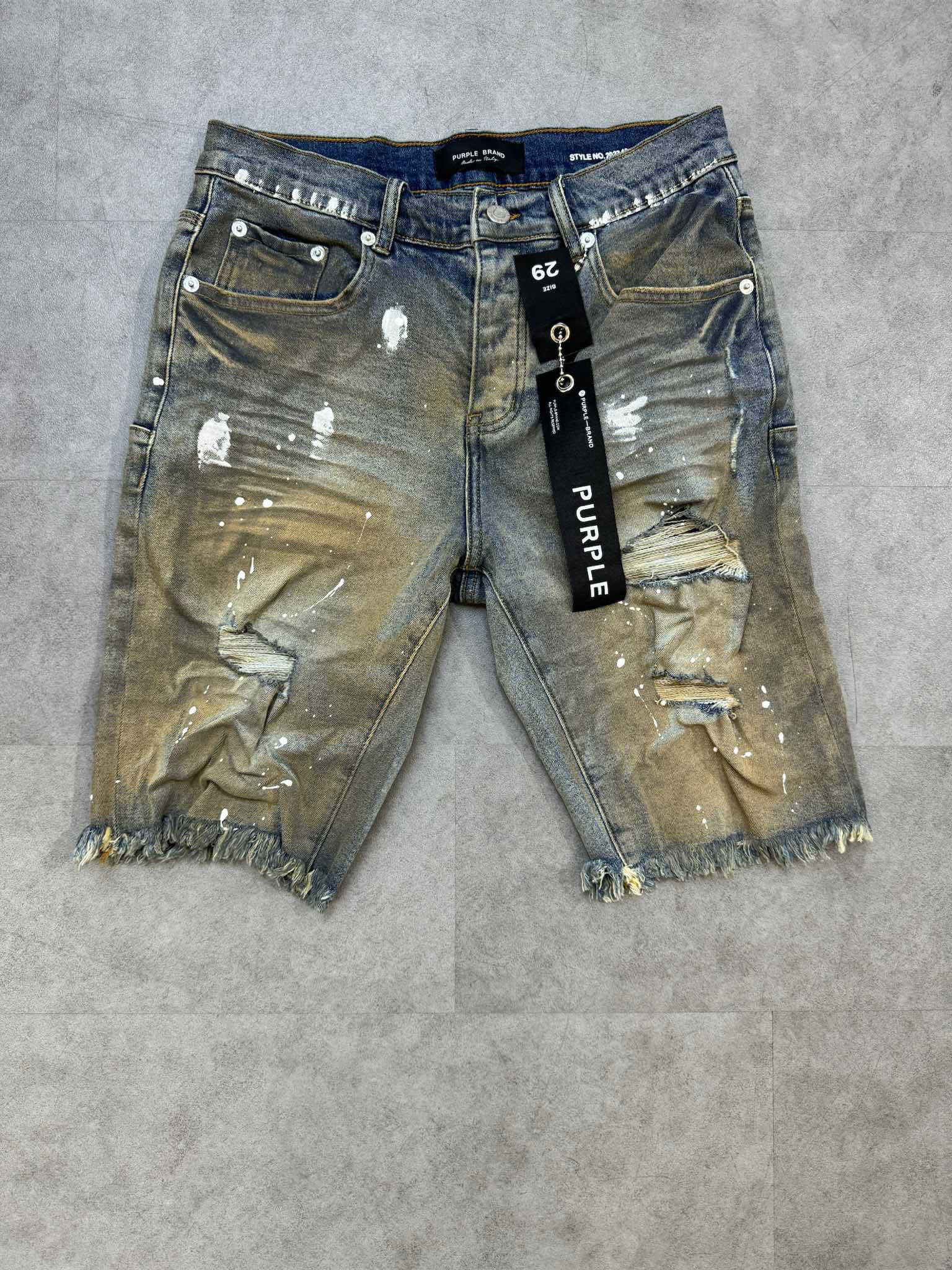 1:1 quality version distressed distressed ink dot denim shorts