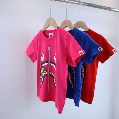 Cotton Little Monkey Shark Mouth Printed Tee for kids 3 colors