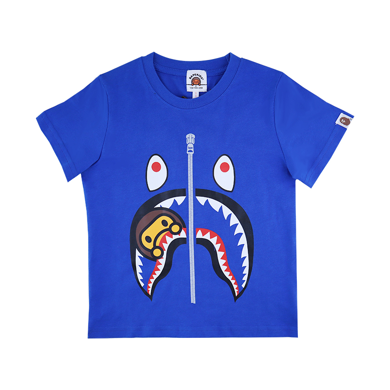 cotton little monkey shark mouth printed tee for kids 3 colors