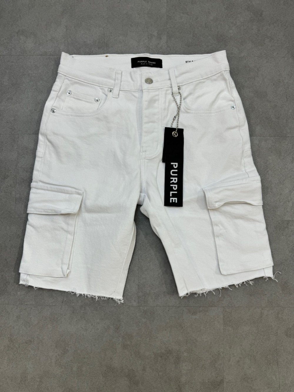 1:1 quality version multi-pocket raw edge denim shorts