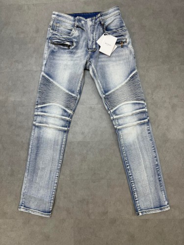 1:1 quality version Balmain Vintage Biker Distressed Zip Jeans
