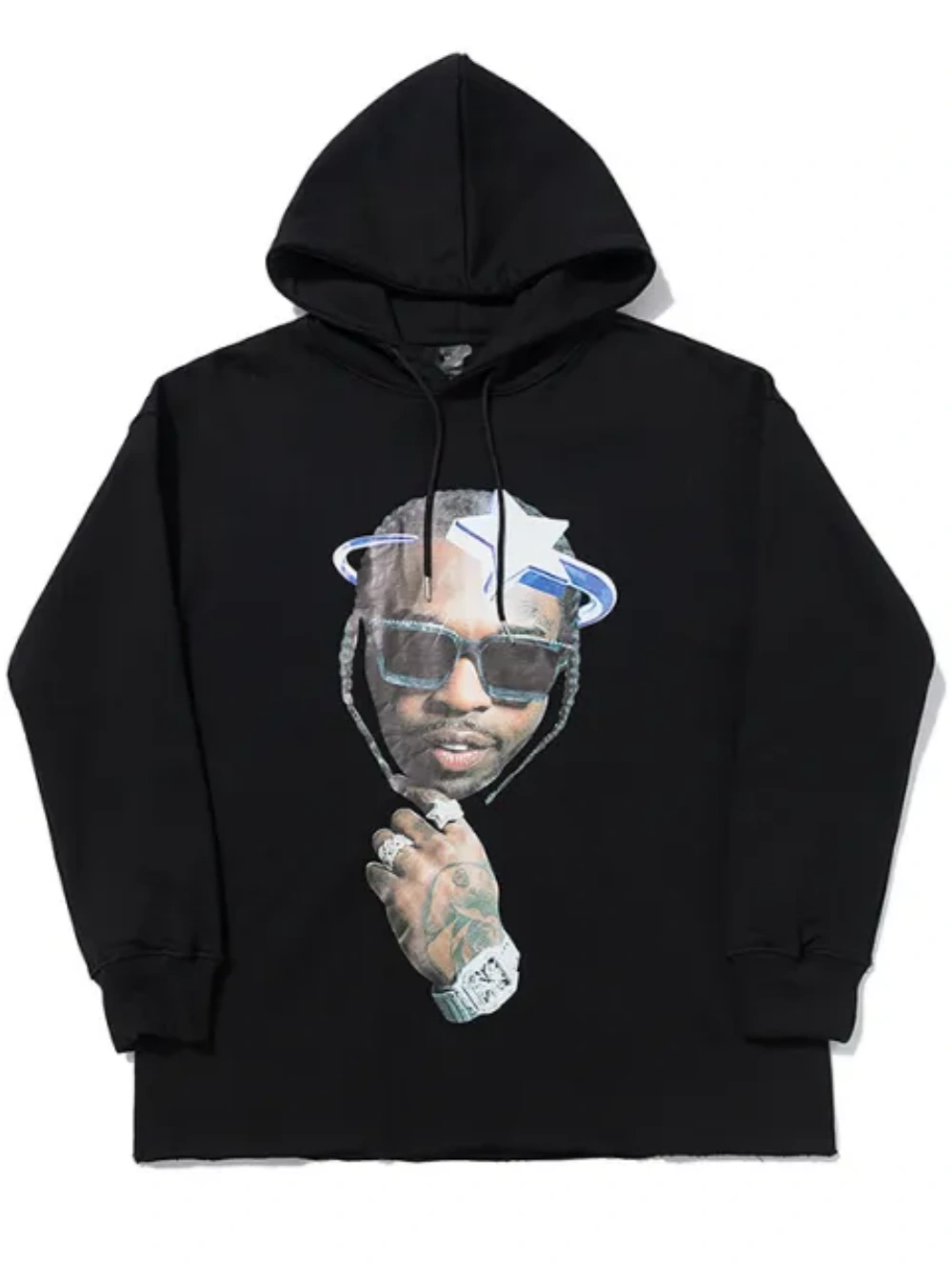 [buy more save more]vlone rap star hoodie black & white