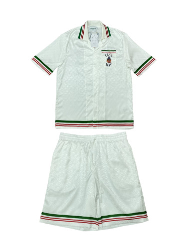 1:1 quality Silk Castle Tennis Dark Jacquard shirt & shorts set