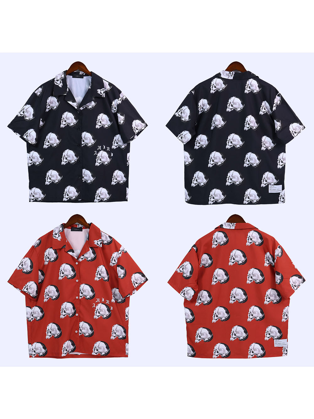 all-over print skull and crossbones small letter print shirt 2 colors