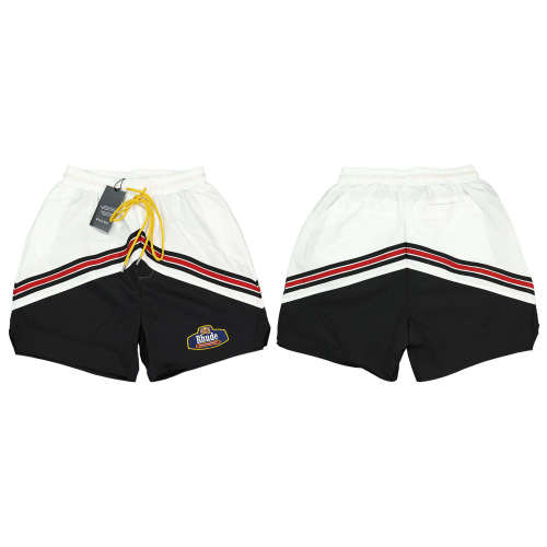 College Style Patchwork Color Blocking Black Label Embroidered Shorts 3 colors