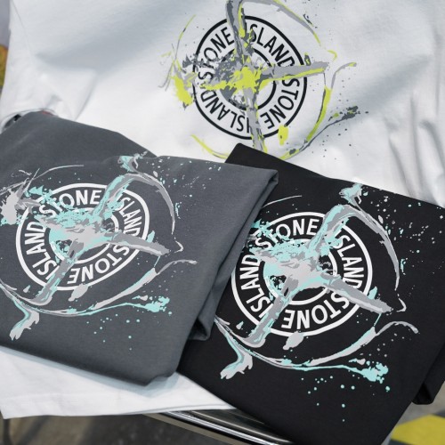 Solid Color New Compass Logo Ink Splash Print Tee 3 colors