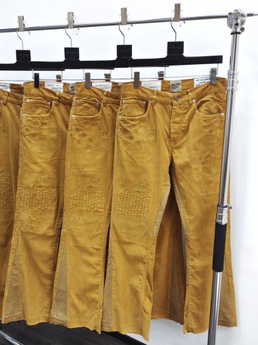 1:1 quality version Corduroy distressed micro-flare pants