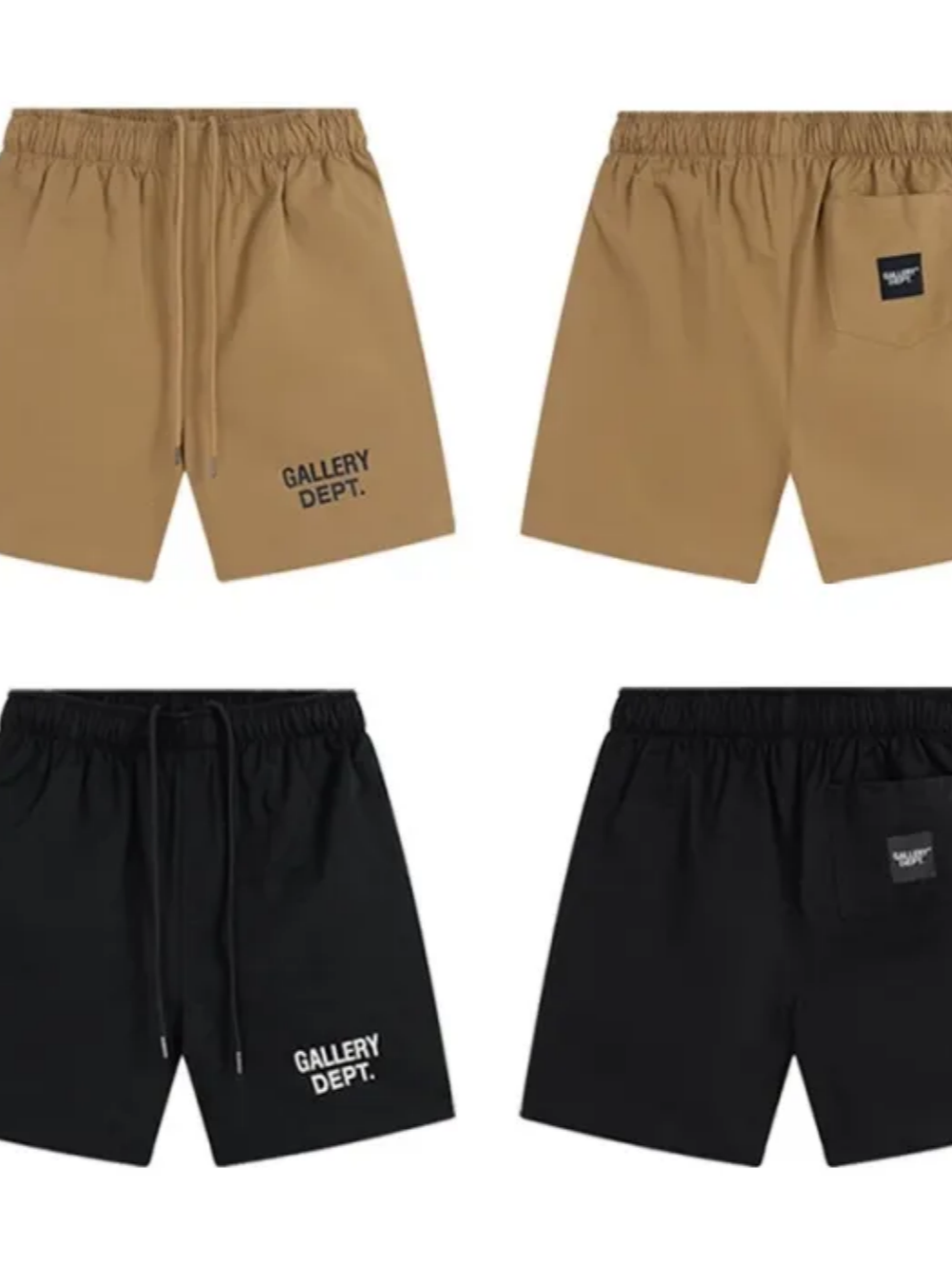 [buy more save more]small logo print cotton black khaki shorts