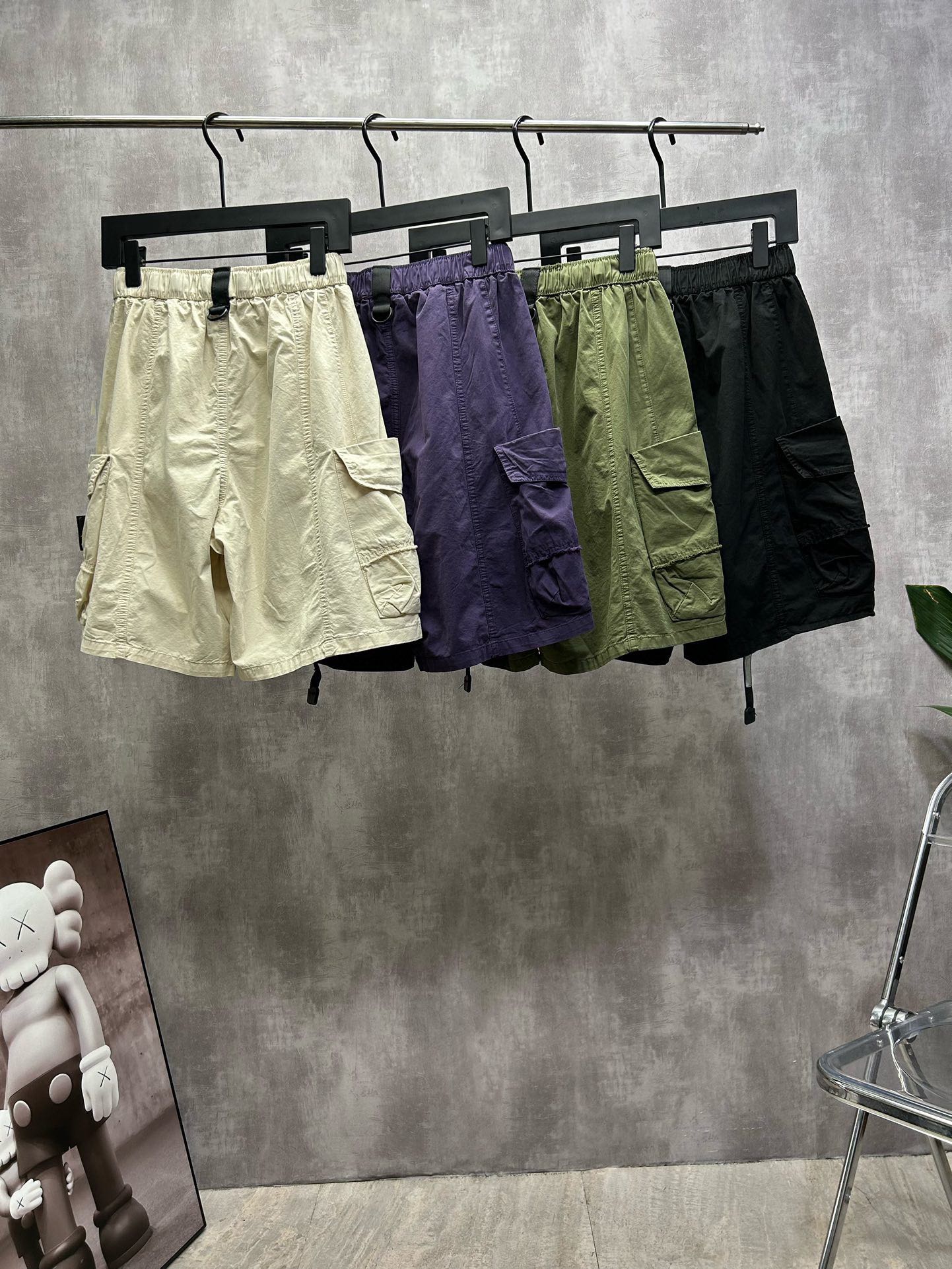 big pocket badge cubic work shorts 4 colors