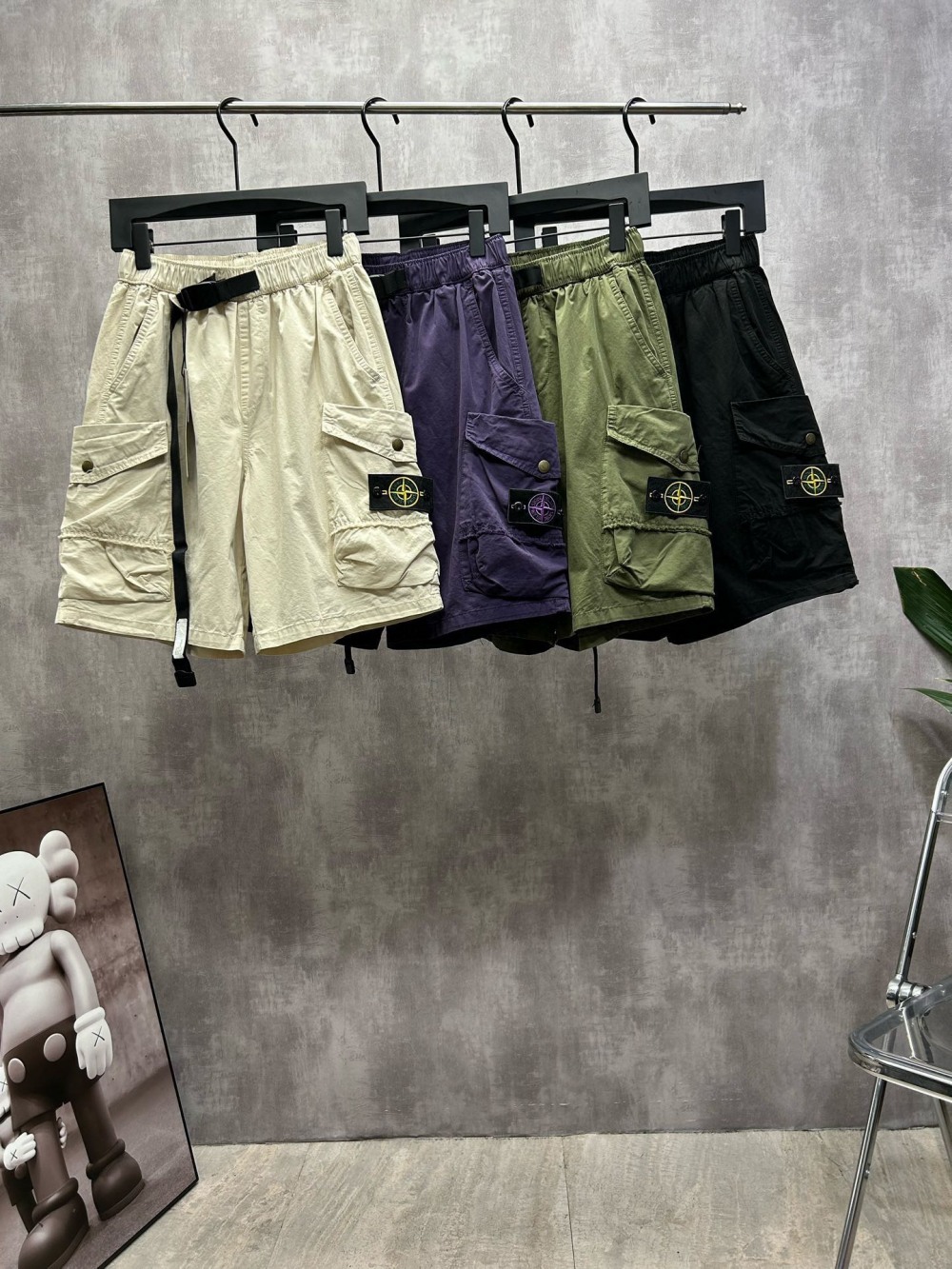 big pocket badge cubic work shorts 4 colors