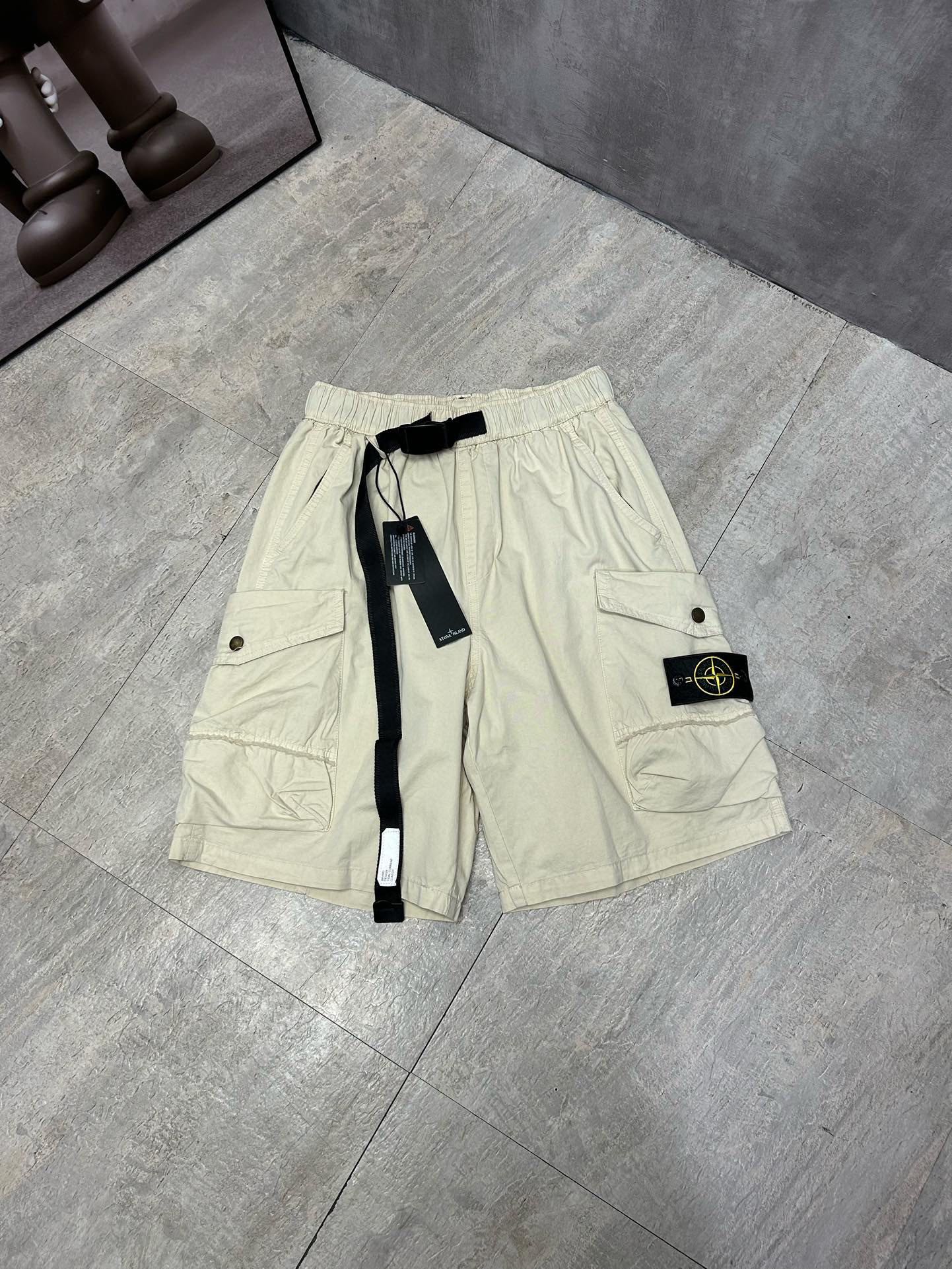 big pocket badge cubic work shorts 4 colors