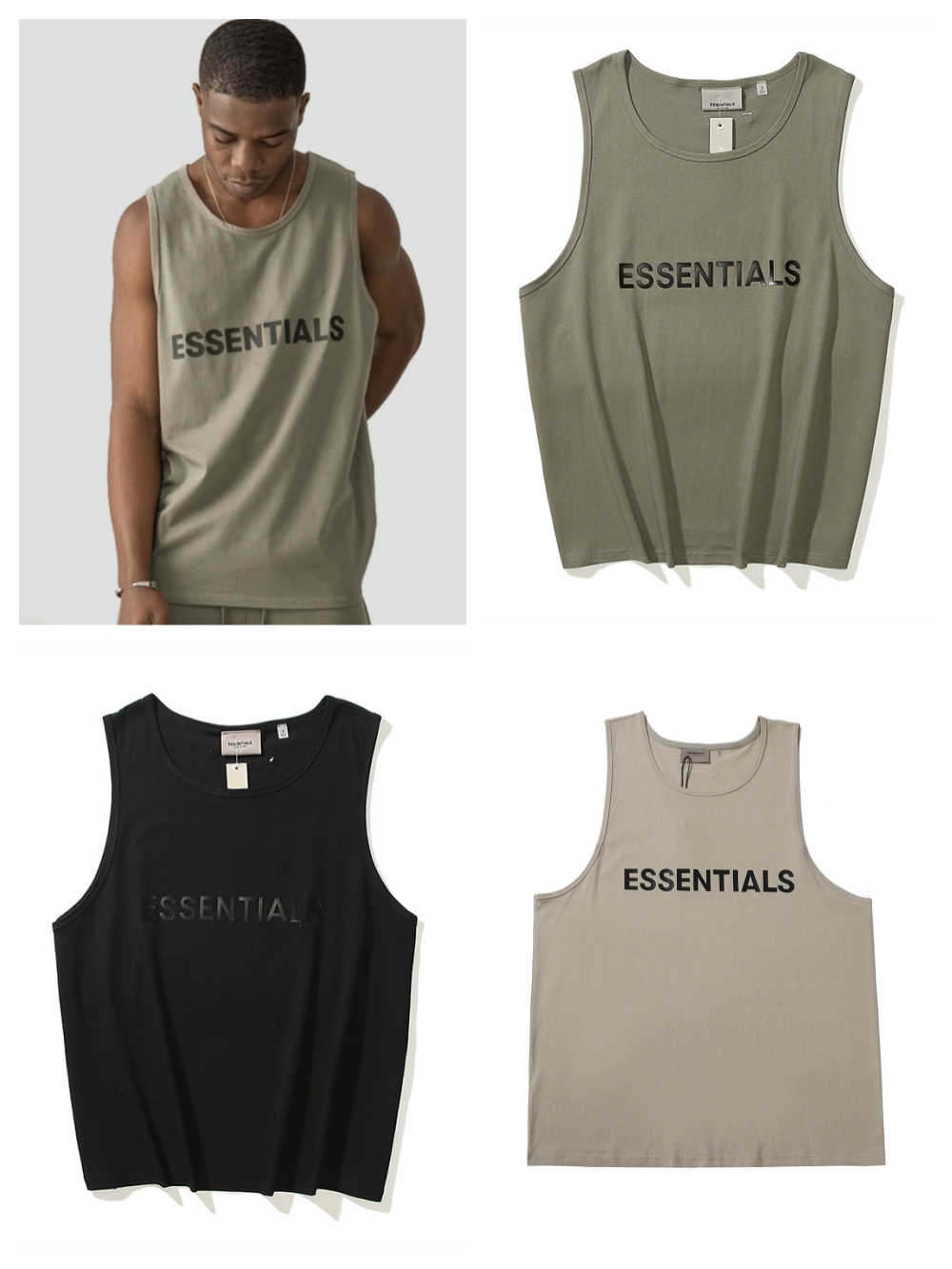 1:1 quality version ess letter printed sleeveless vest 3 colors