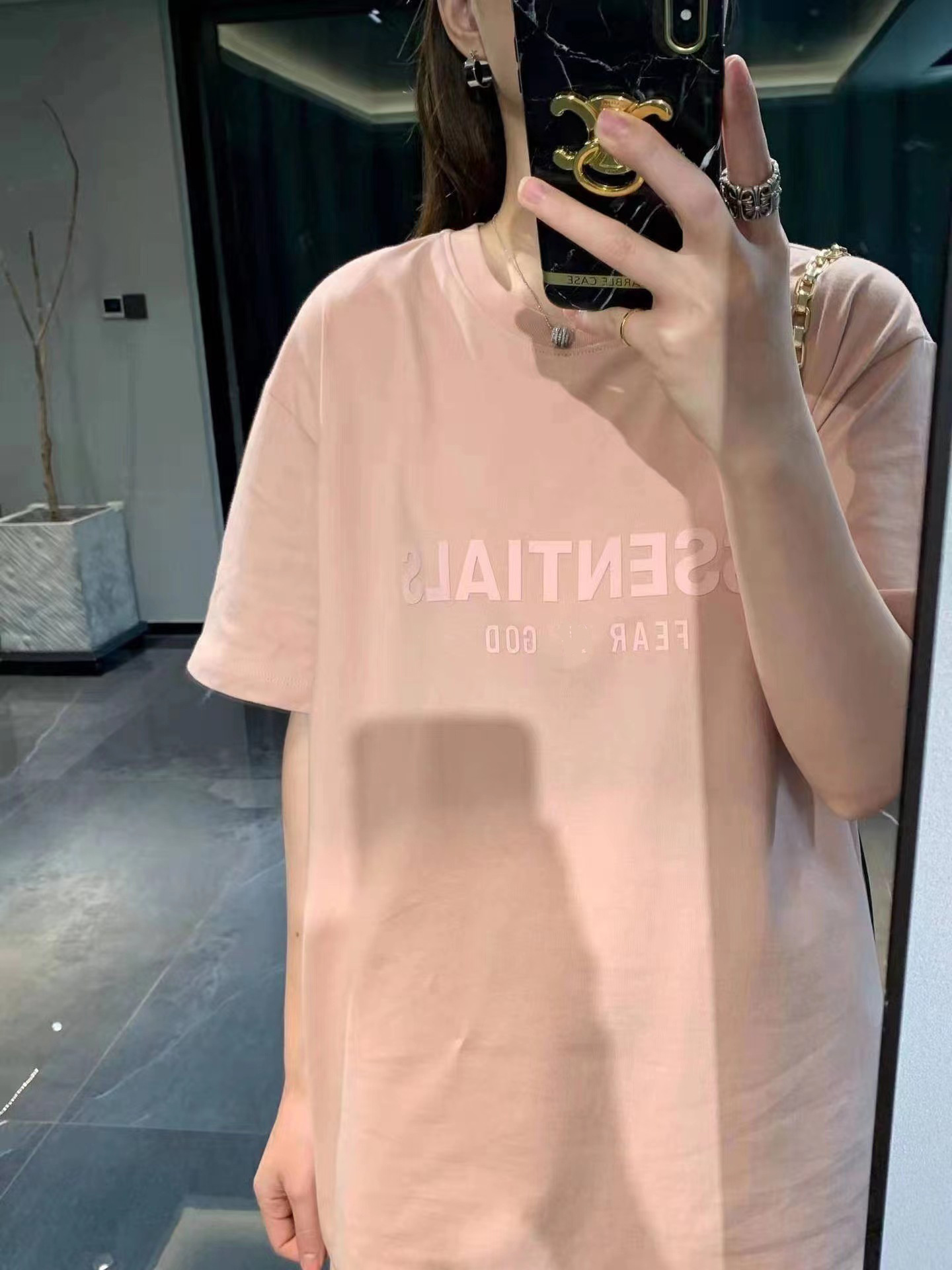 1:1 quality version fog macaroon solid color letter tee 3 colors