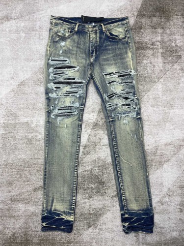 1:1 quality version Multi Ripped Black Patch Jeans