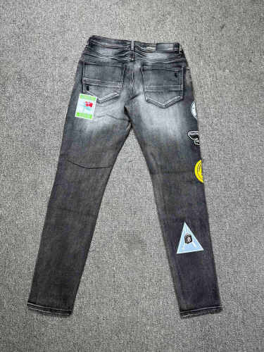 1:1 quality version Hotel Limited Badge Embroidered Wash Version Jeans