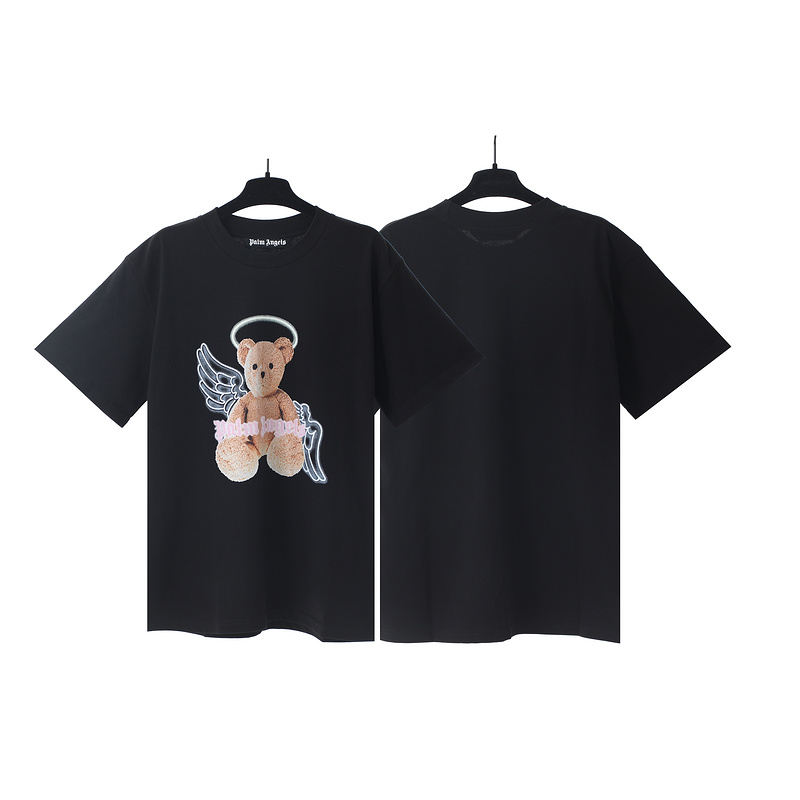 broken wing angel bear letter print tee 2 colors