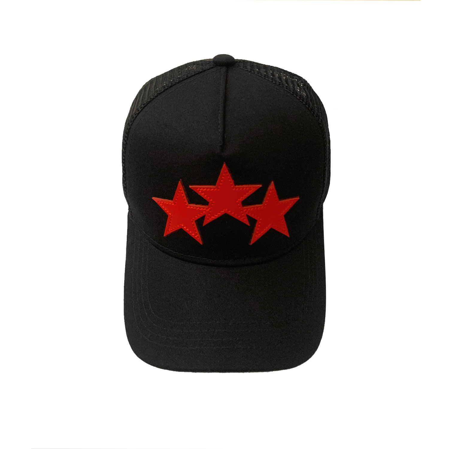 five-pointed star leather canvas mesh cap 3 colors