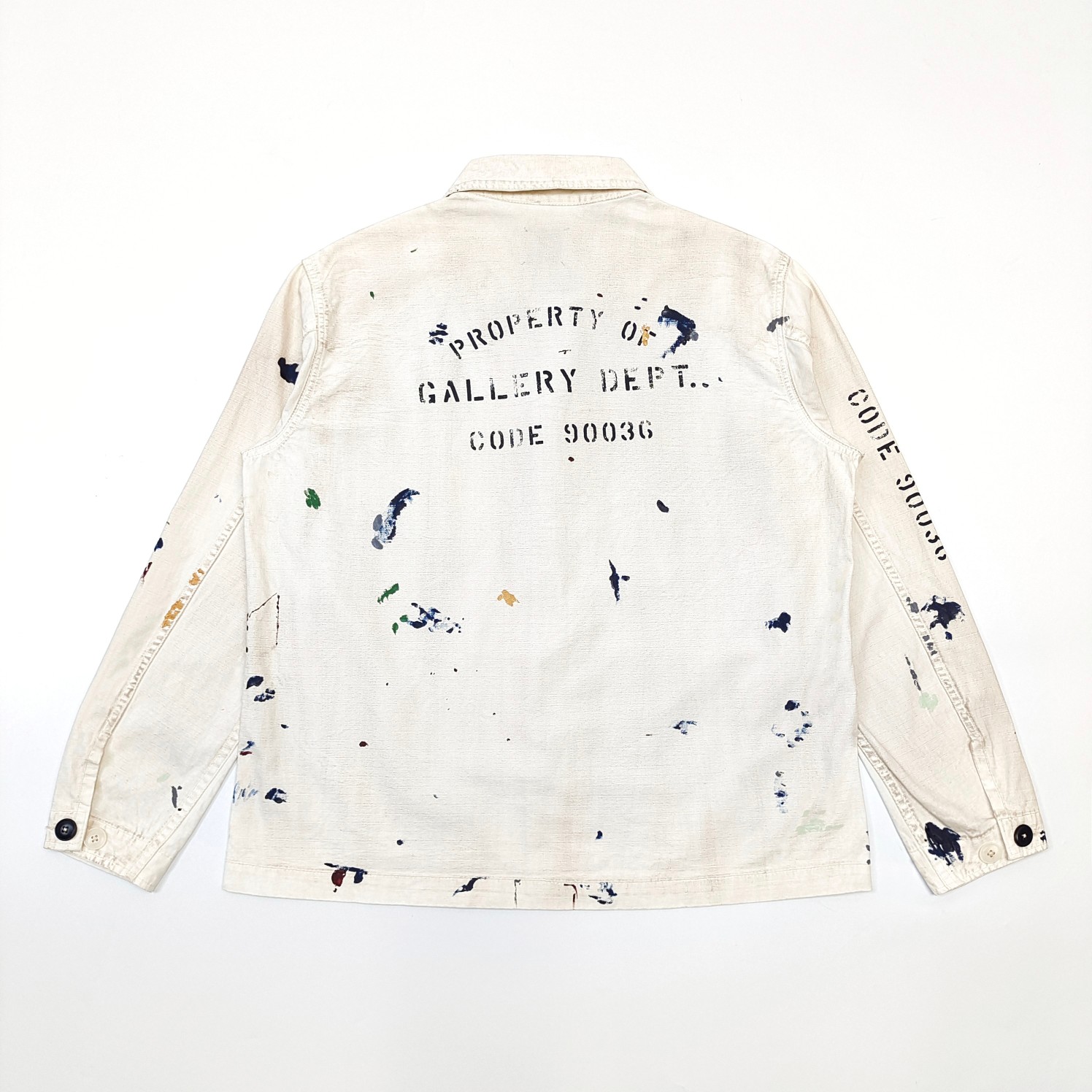 1:1 quality version white printed splash inked aged jacket