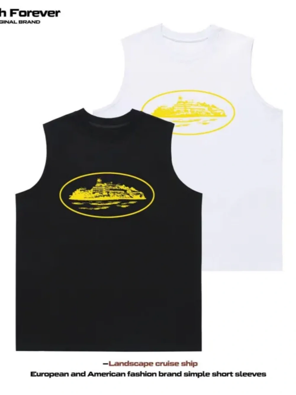 [buy more save more] island print sleeveless canvas vest 4 colors