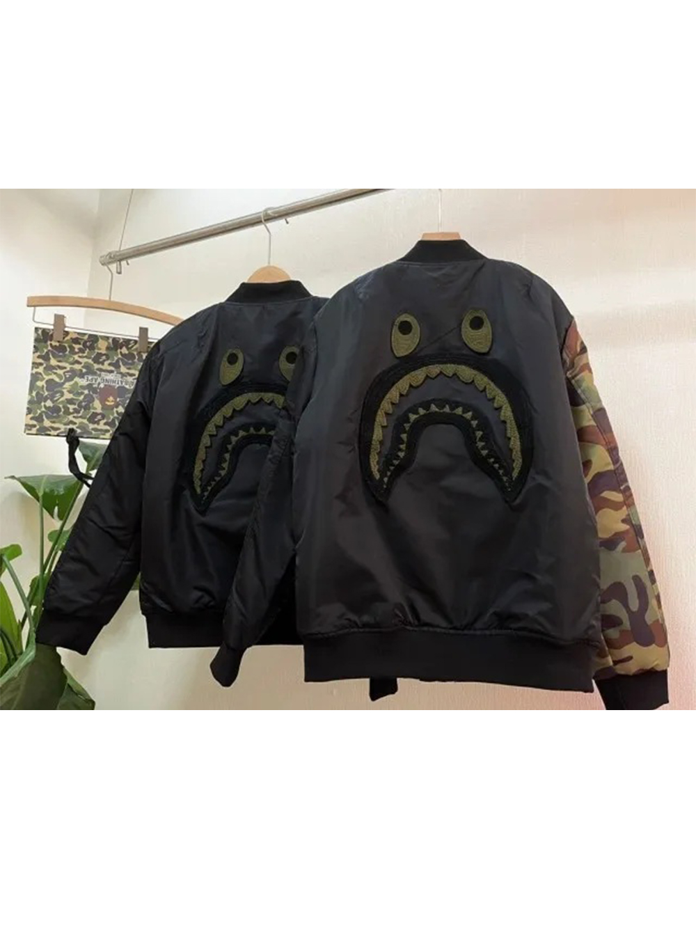 [buy more save more]bape shark camo green jacket 2 colors
