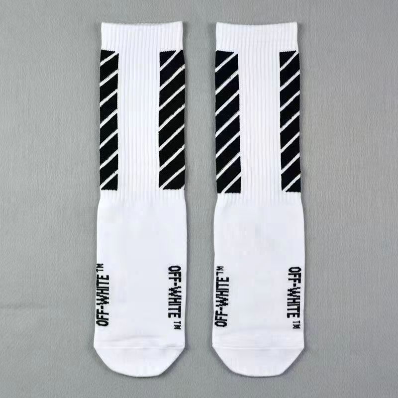 warning line black and white arrow letters skateboarding mid calf socks 8 colors