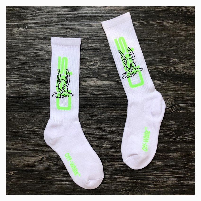 fluorescent bunny towel bottom cotton athletic socks 2 colors