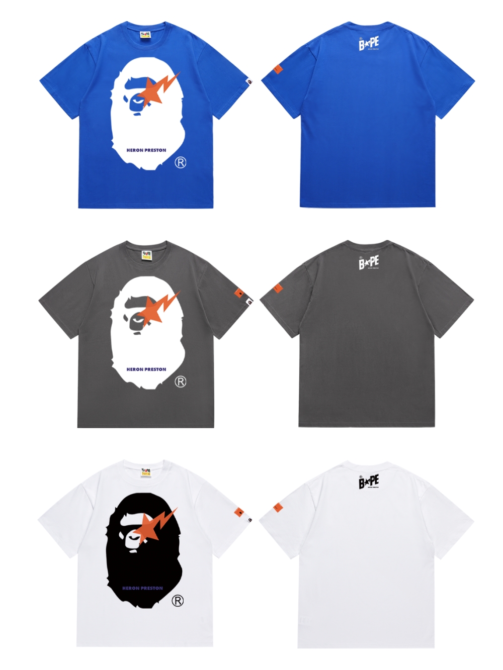 lightning ape big head pattern tee 3 colors