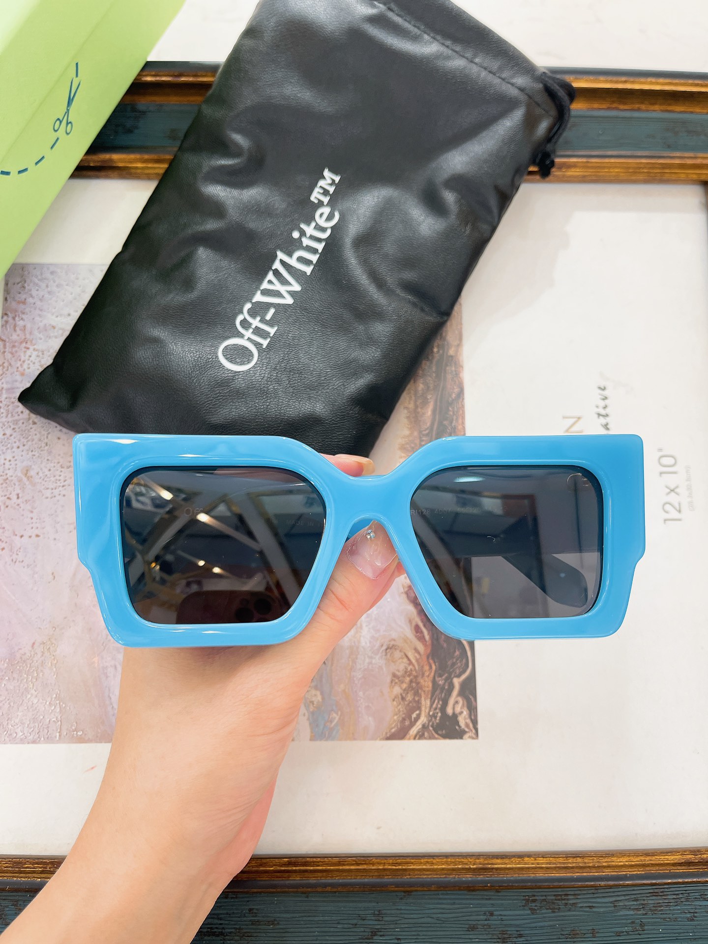1:1 quality version arrow logo wide leg square frame sunglasses 6 colors