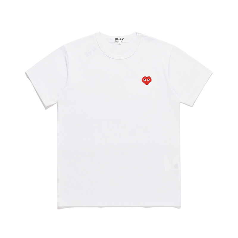 1:1 quality version chest mosaic with small red heart embroidery tee 3 colors